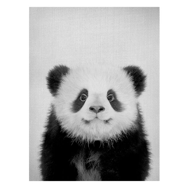 Tavlor modernt Baby Panda Prian Black And White