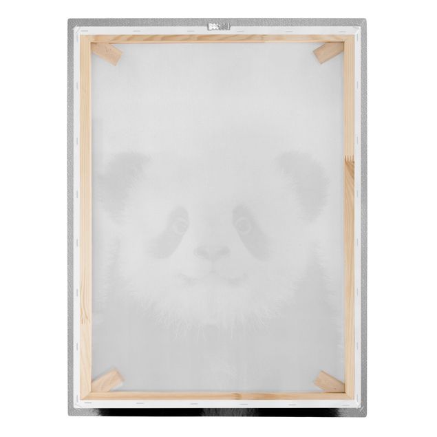 Tavlor Gal Design Baby Panda Prian Black And White