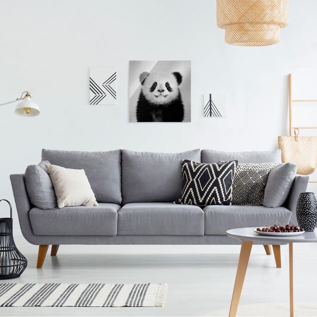 Glastavlor svart och vitt Baby Panda Prian Black And White