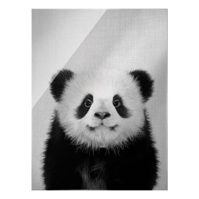 Tavlor modernt Baby Panda Prian Black And White