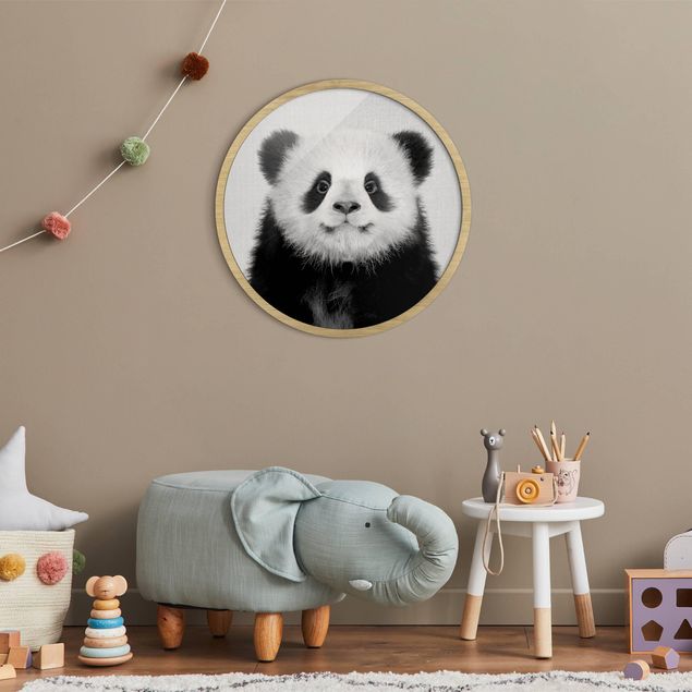Tavlor med ram svart och vitt Baby Panda Prian Black And White