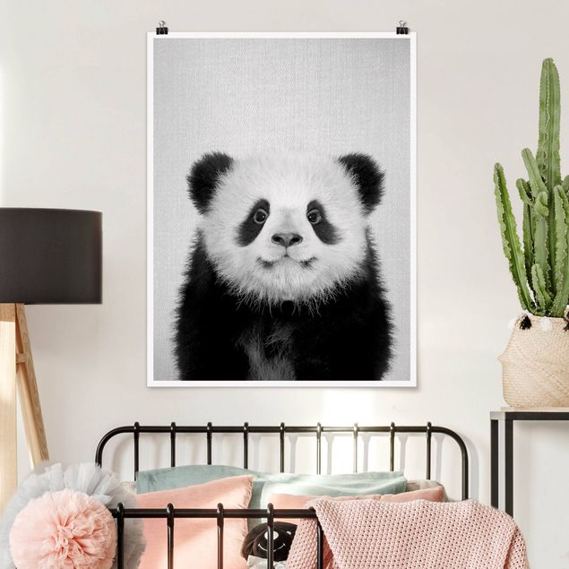 Inredning av barnrum Baby Panda Prian Black And White