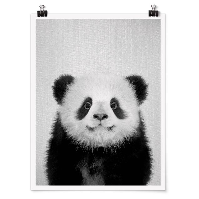 Posters djur Baby Panda Prian Black And White