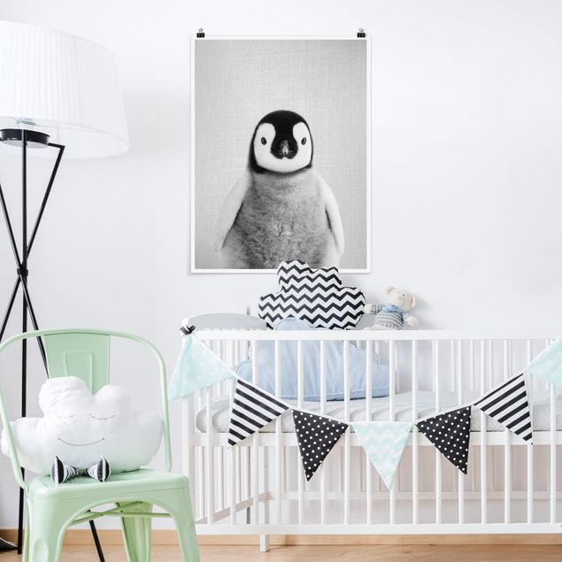 Posters svart och vitt Baby Penguin Pepe Black And White