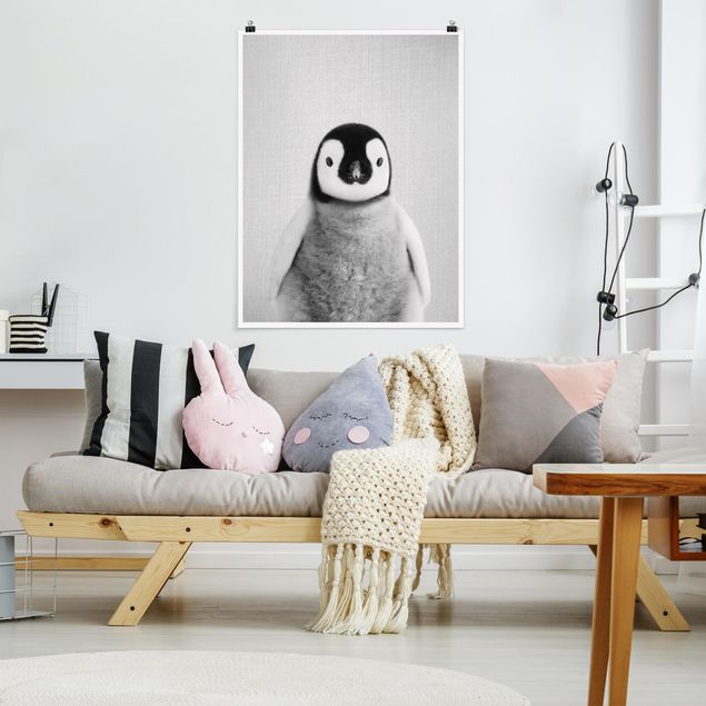 Posters djur Baby Penguin Pepe Black And White