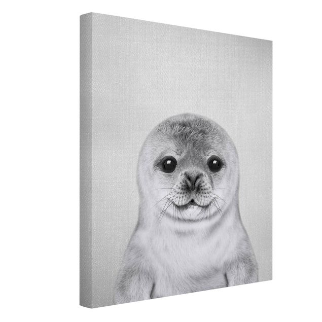 Canvastavlor djur Baby Seal Ronny Black And White