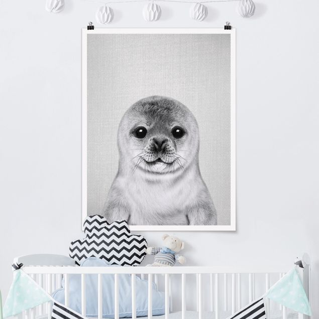 Inredning av barnrum Baby Seal Ronny Black And White