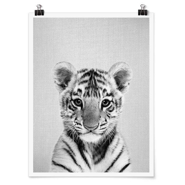 Posters djur Baby Tiger Thor Black And White