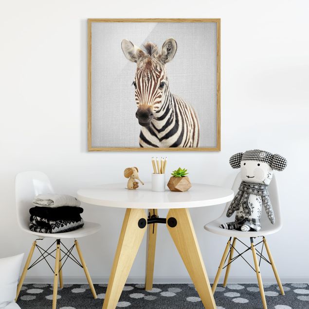 Tavlor med ram svart och vitt Baby Zebra Zoey