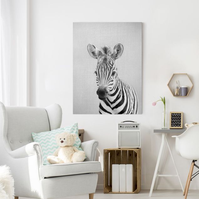 Canvastavlor hästar Baby Zebra Zoey Black And White