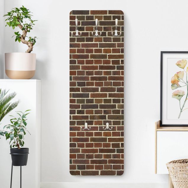 Klädhängare vägg mönster Brick Wall Reddish Brown