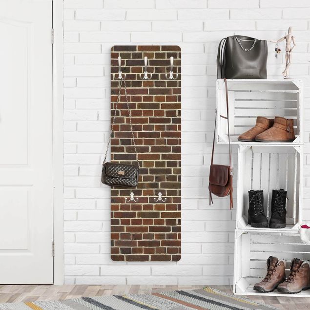 Klädhängare vägg sten utseende Brick Wall Reddish Brown