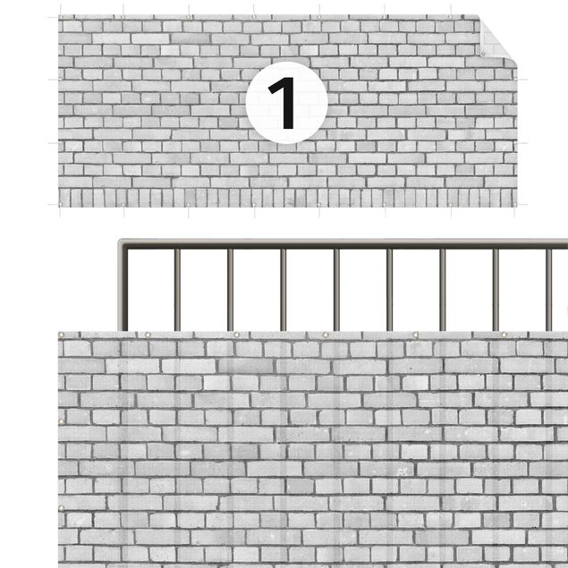 Insynsskyddsmatta Brick Wall White