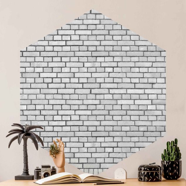 Fototapeter tegelsten Brick Wall White