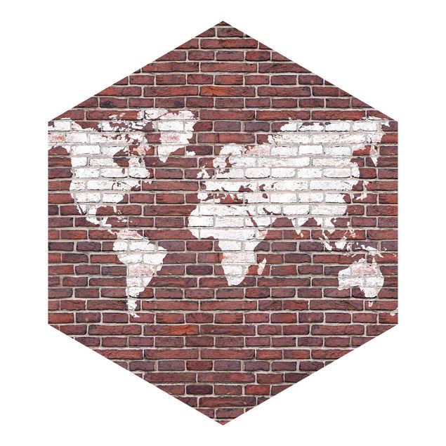 Fototapeter röd Brick World Map