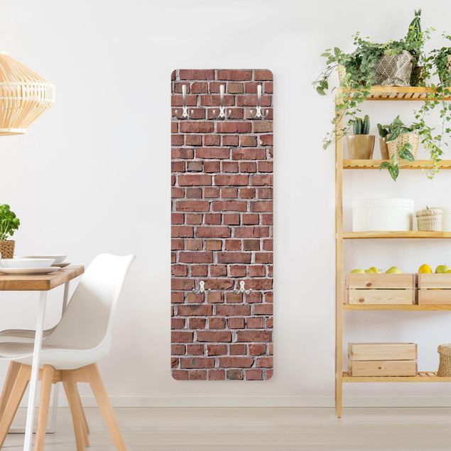 Klädhängare vägg sten utseende Brick Tile Wallpaper Red
