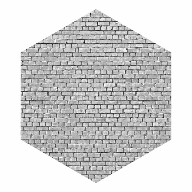 Fototapeter vit Brick Wallpaper Black And White