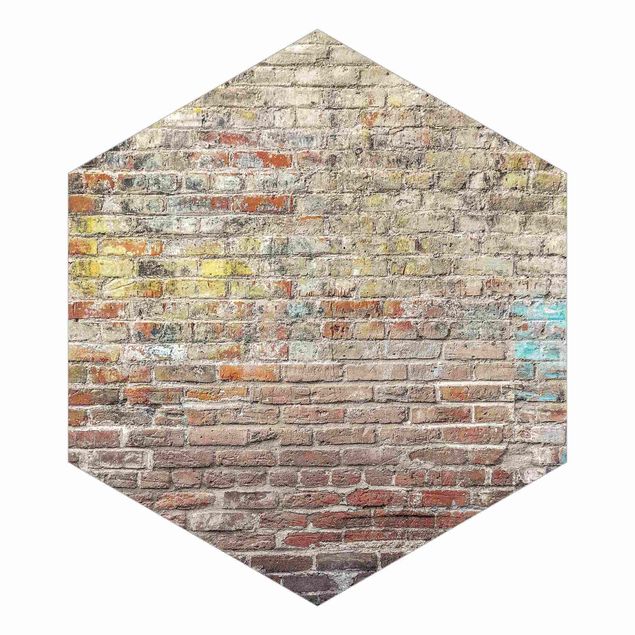 Hexagonala tapeter Brick Wall With Shabby Colouring