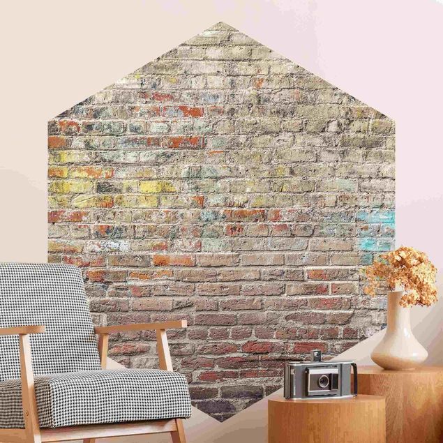 Kök dekoration Brick Wall With Shabby Colouring