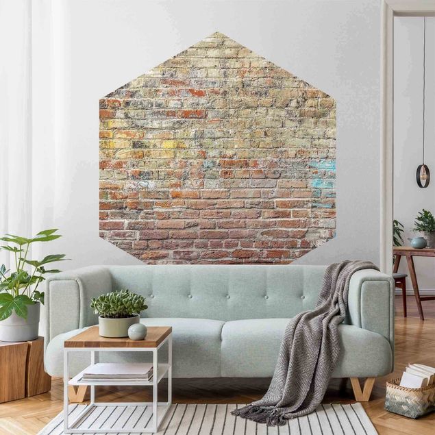 Tapeter industriell Brick Wall With Shabby Colouring