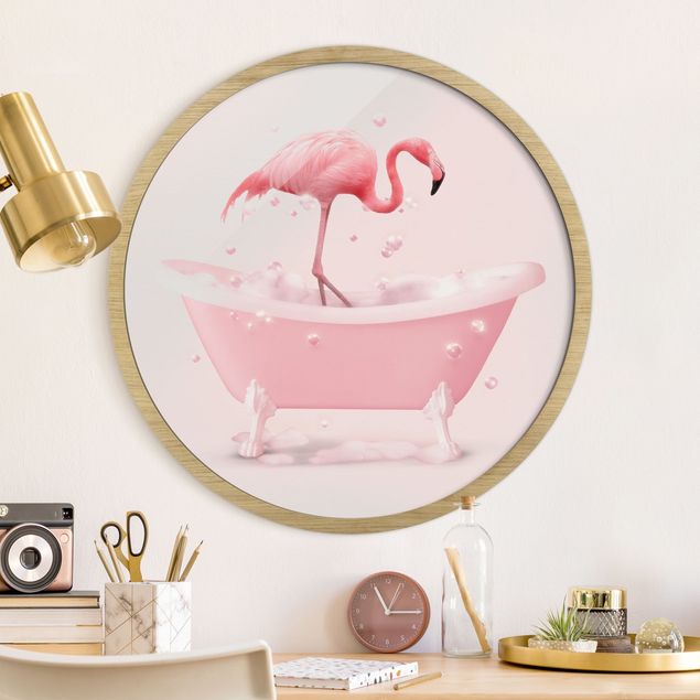 Tavlor med ram konstutskrifter Bath Tub Flamingo