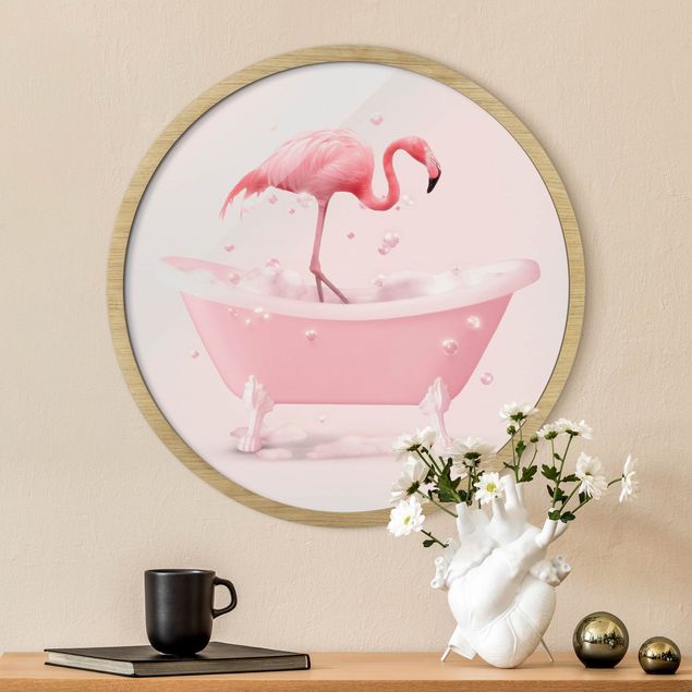 Tavlor med ram blommor  Bath Tub Flamingo