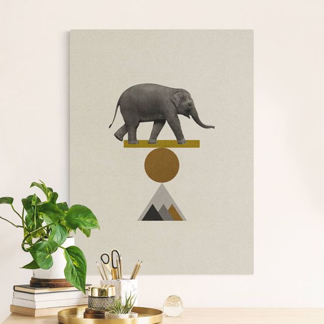Canvastavlor elefanter Art Of Balance Elephant