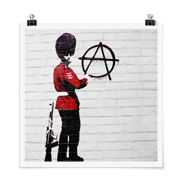 Tavlor svart och vitt Anarchist Soldier - Brandalised ft. Graffiti by Banksy