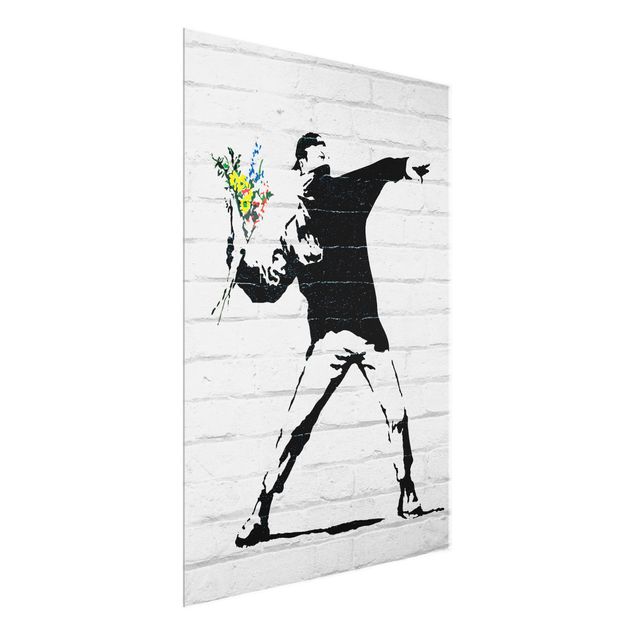 Tavlor svart och vitt Flower Thrower - Brandalised ft. Graffiti by Banksy