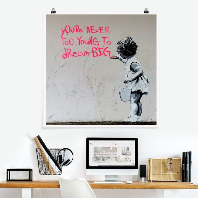 Posters svart och vitt Dream Big - Brandalised ft. Graffiti by Banksy