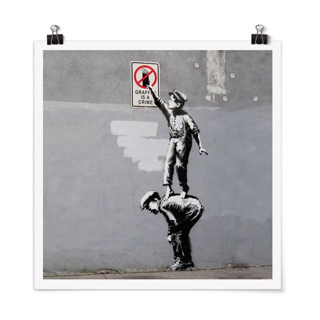 Tavlor svart och vitt Graffiti Is A Crime - Brandalised ft. Graffiti by Banksy