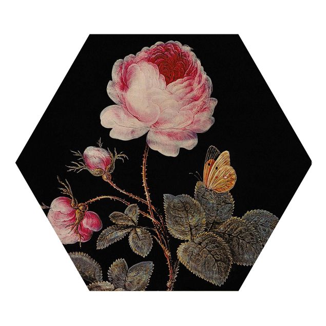Trätavlor blommor  Barbara Regina Dietzsch - The Hundred-Petalled Rose