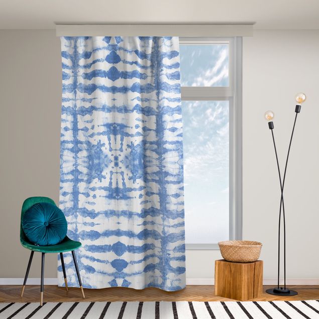 Moderna gardiner Batik In Blue White