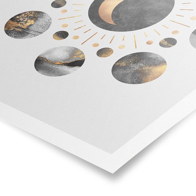 Tavlor Elisabeth Fredriksson Moon Phases Abstract Gold