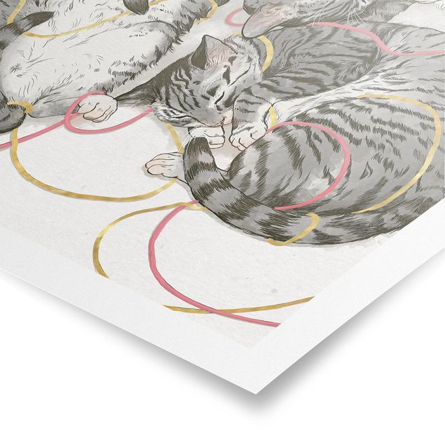 Tavlor konstutskrifter Illustration Grey Cat Painting