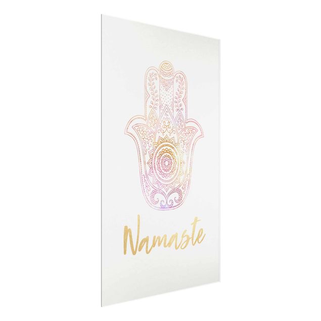 Tavlor mandalas Hamsa Hand Illustration Namaste Gold Light Pink