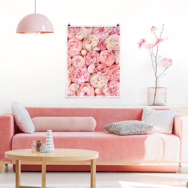 Posters blommor  Roses Rosé Coral Shabby
