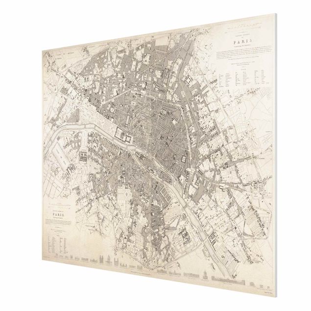 Tavlor arkitektur och skyline Vintage Map Paris