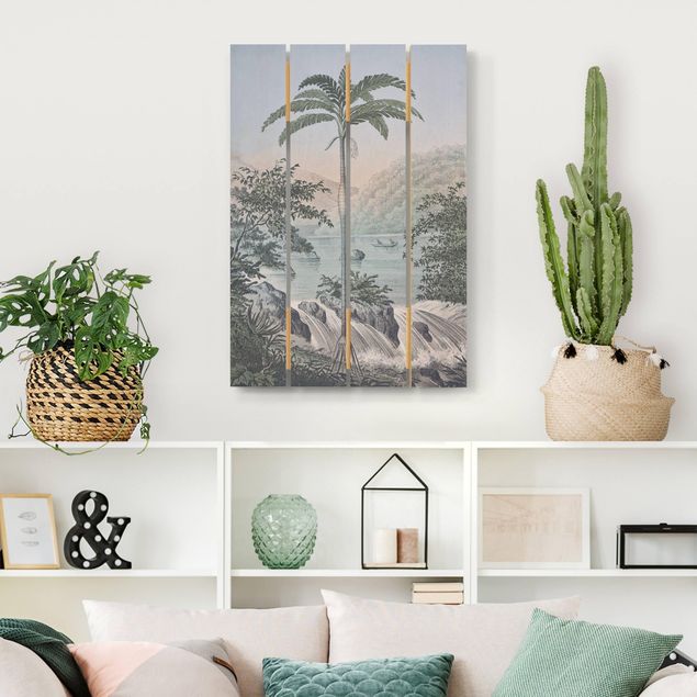 Trätavlor landskap Vintage Illustration - Landscape With Palm Tree