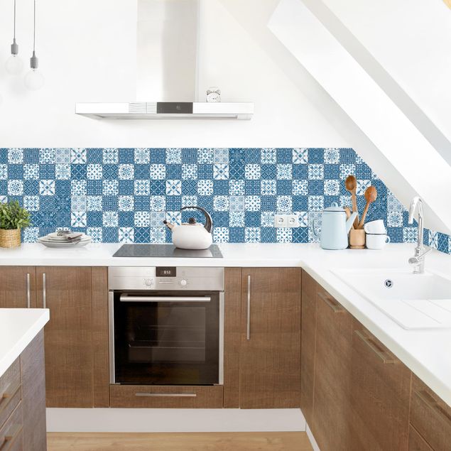 Stänkskydd kök kakeloptik Tile Pattern Mix Blue White