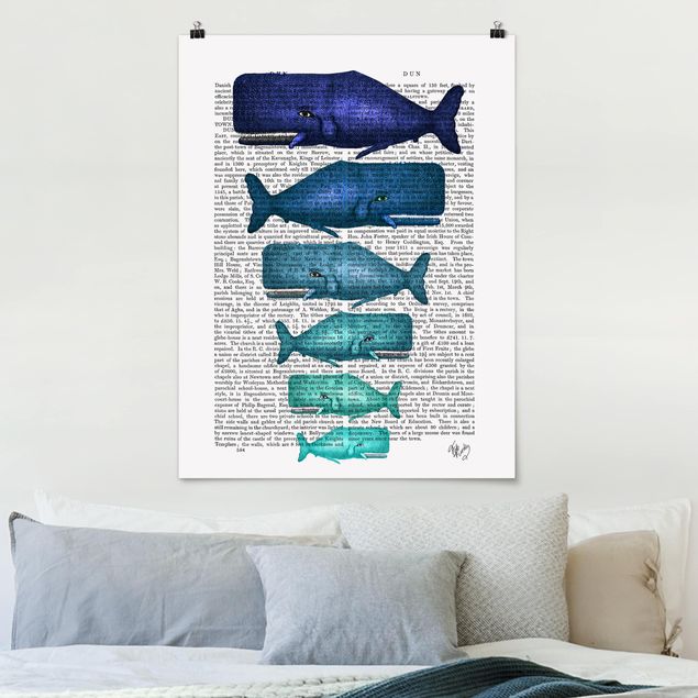 Kök dekoration Animal Reading - Whale Family