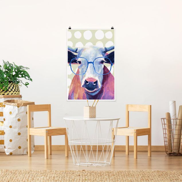 Posters djur Animals With Glasses - Cow