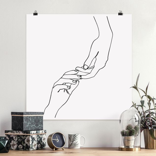 Konststilar Line Art Hands Touching Black And White