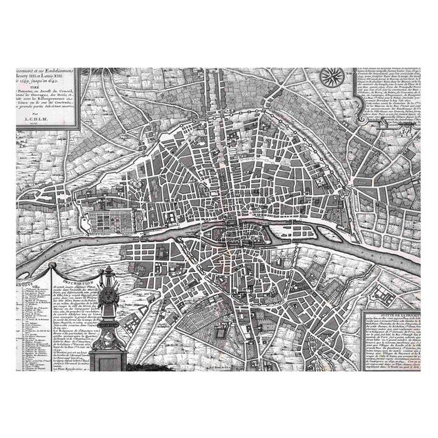 Tavlor Paris Vintage Map City Of Paris Around 1600