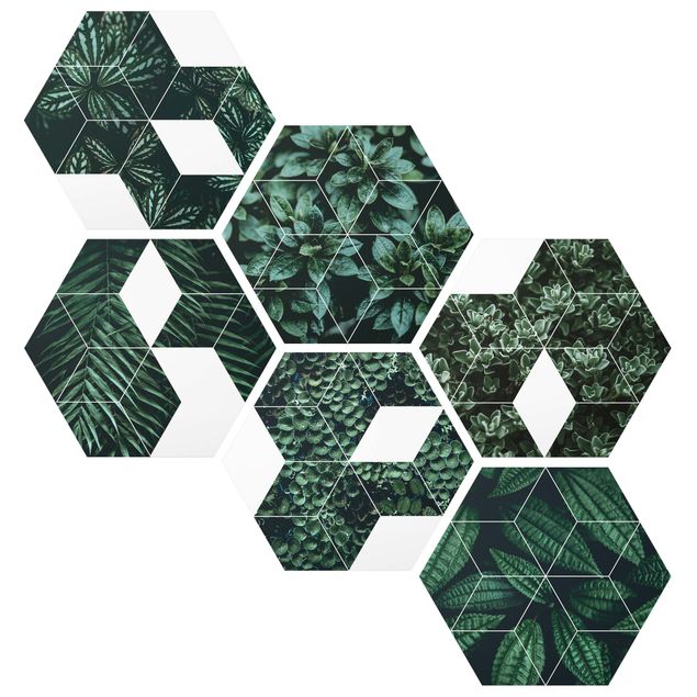 Tavlor mönster Green Leaves Geometry Set II
