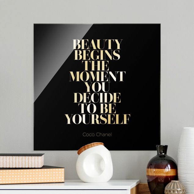 Glastavlor ordspråk Be yourself Coco Chanel Black