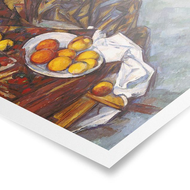 Konststilar Paul Cézanne - Still Life, Flower Curtain, And Fruits