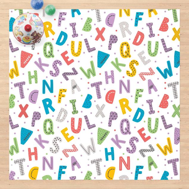 utomhusmattor Alphabet With Hearts And Dots In Colourful
