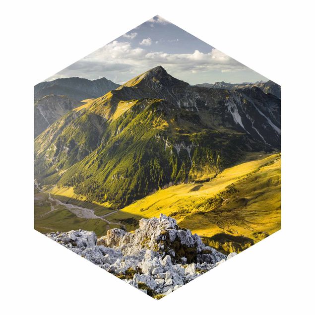Fototapeter landskap Mountains And Valley Of The Lechtal Alps In Tirol
