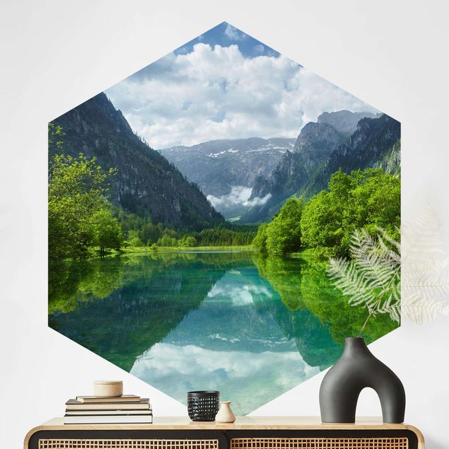 Kök dekoration Mountain Lake With Reflection